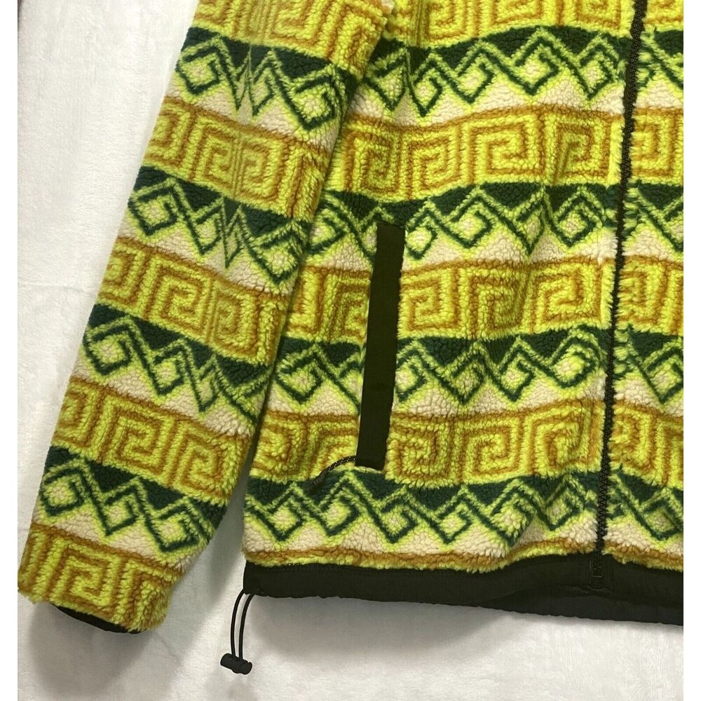 American Eagle Medium Jacket Sherpa Fleece Southwest Print Green Yellow Unisex - Picture 4 of 11